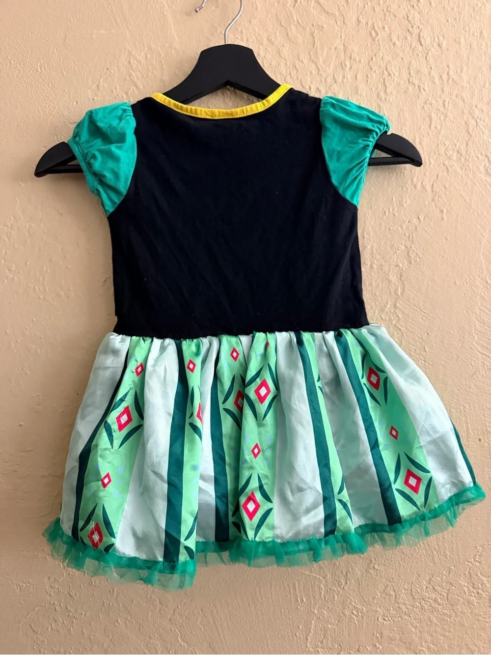 Girls Green and Black Princess Halloween Costume Dress with Gold Waist